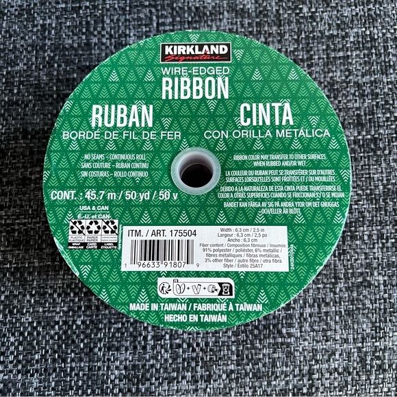 NWT Kirkland Wire Edged Ribbon Christmas Plaid 50 Yards - Picture 6 of 7